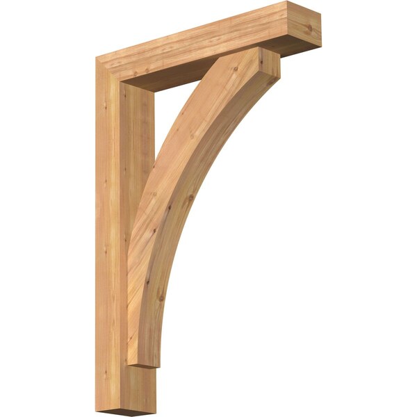 Ekena Millwork Thorton Block Smooth Bracket w/ Offset Brace, Western Red Cedar, 5 1/2"W x 26"D x 38"H BKT0604X26X38THR05SWR - main